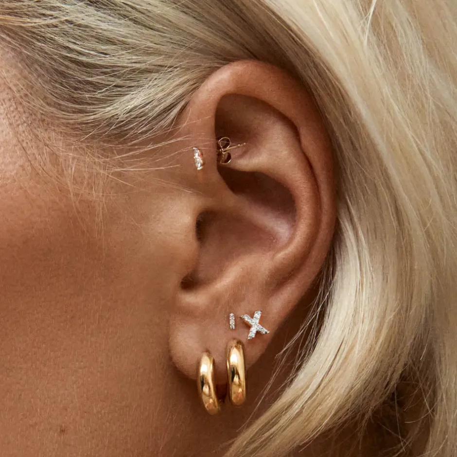 Outlet Diamond Letter X Single Stud Earring in 10k Gold Letter Jewellery | Natural Diamonds