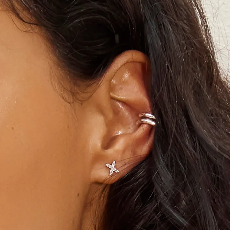 Outlet Diamond Letter X Single Stud Earring in 10k Gold Letter Jewellery | Natural Diamonds