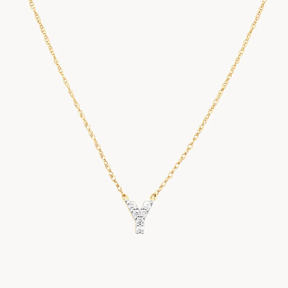 Best Diamond Letter Y Necklace in 10k Gold Letter Jewellery | Natural Diamonds