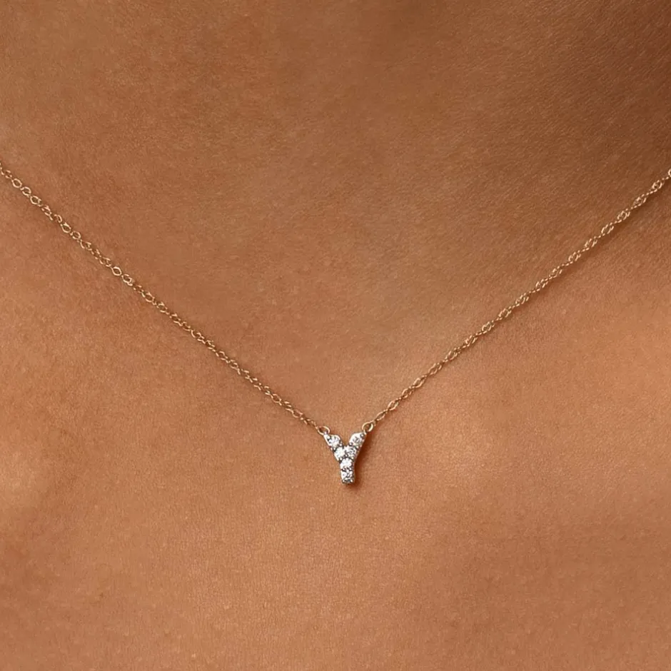 Best Diamond Letter Y Necklace in 10k Gold Letter Jewellery | Natural Diamonds