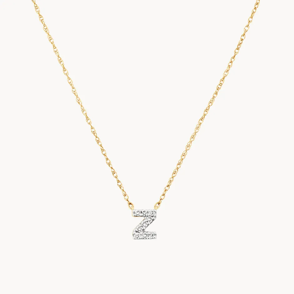Online Diamond Letter Z Necklace in 10k Gold Letter Jewellery | Natural Diamonds