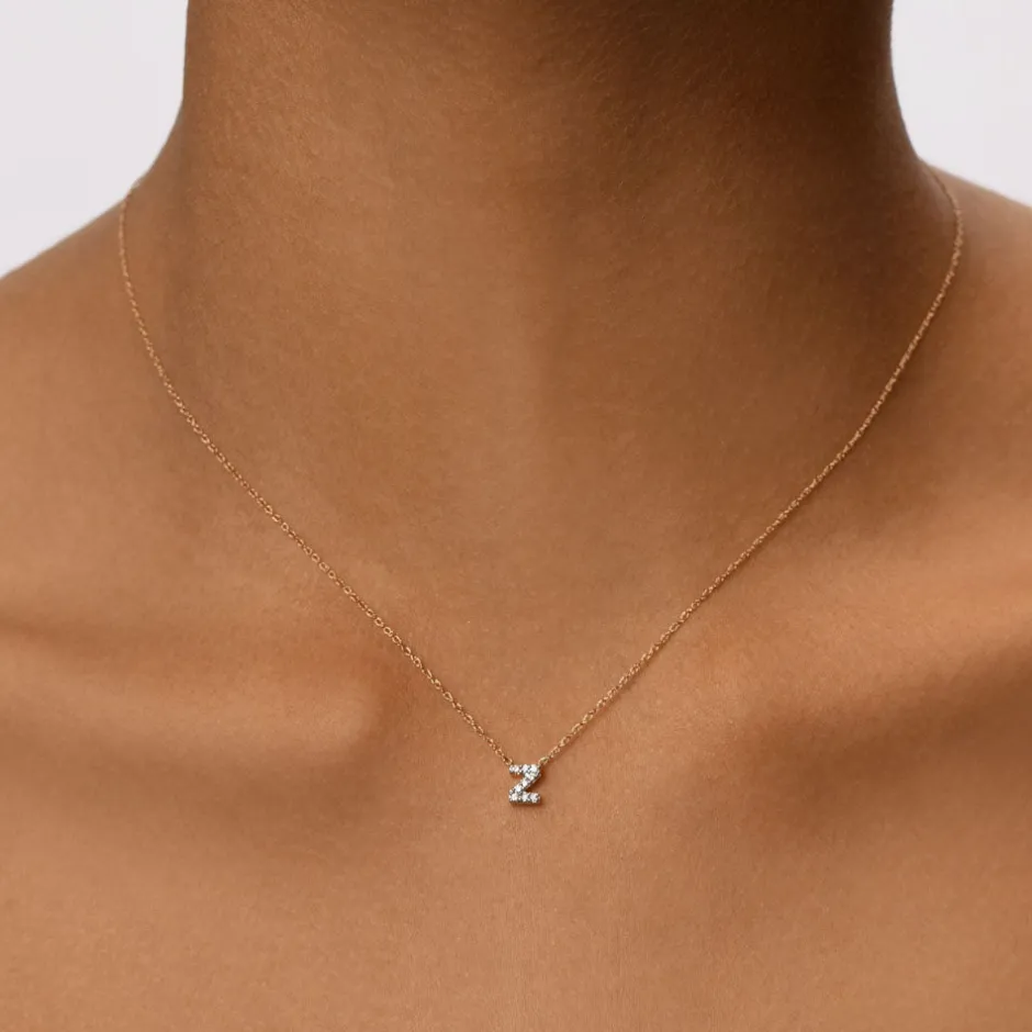 Online Diamond Letter Z Necklace in 10k Gold Letter Jewellery | Natural Diamonds
