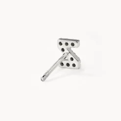 Best Diamond Letter Z Single Stud Earring in Silver Letter Jewellery | Natural Diamonds