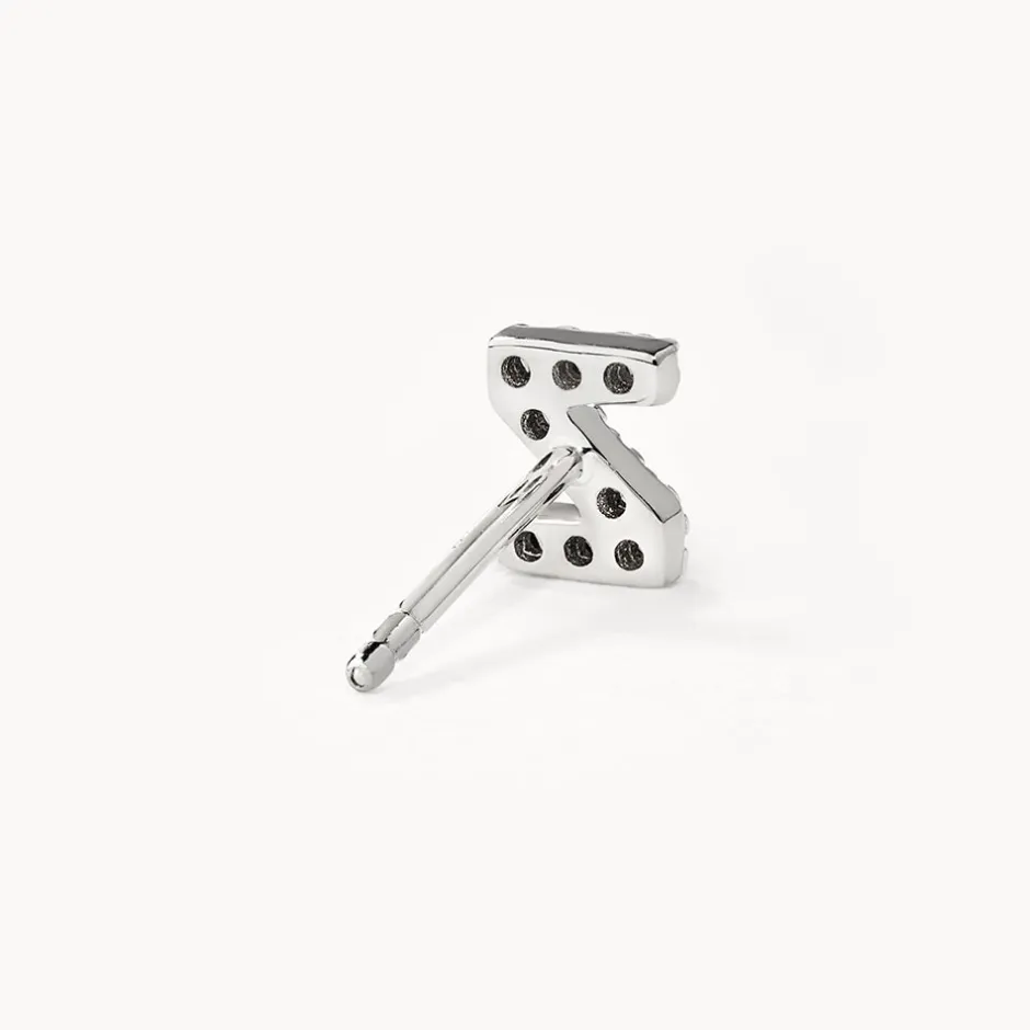 Best Diamond Letter Z Single Stud Earring in Silver Letter Jewellery | Natural Diamonds