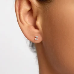 Hot Diamond Letter Z Single Stud Earring in 10k Gold Letter Jewellery | Natural Diamonds