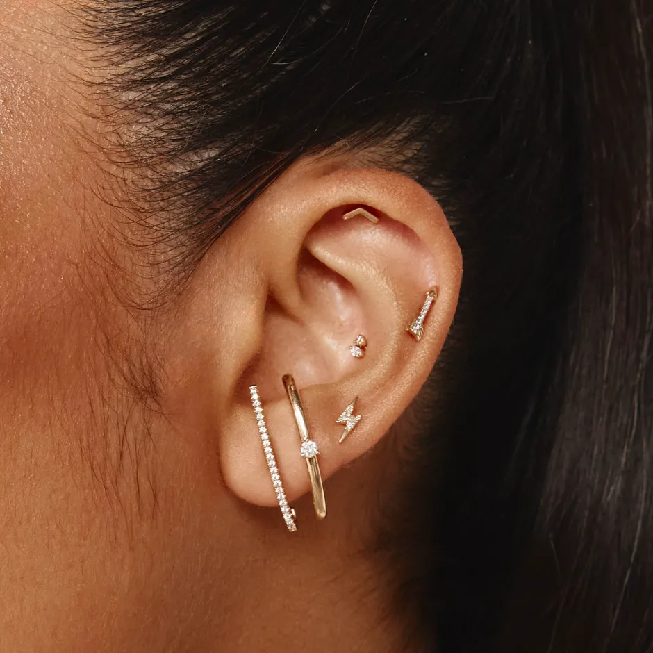 Outlet Diamond Lightning Bolt Helix Single Stud Earring in 10k Gold Symbolic Jewellery | Natural Diamonds