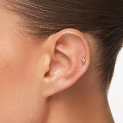 Outlet Diamond Lightning Bolt Helix Single Stud Earring in 10k Gold Symbolic Jewellery | Natural Diamonds