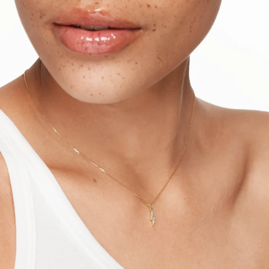 Discount Diamond Lightning Bolt Necklace in 10k Gold Symbolic Jewellery | Natural Diamonds
