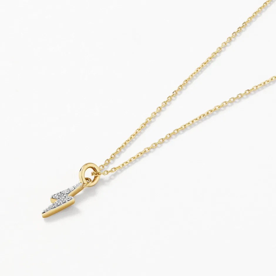 Discount Diamond Lightning Bolt Necklace in 10k Gold Symbolic Jewellery | Natural Diamonds