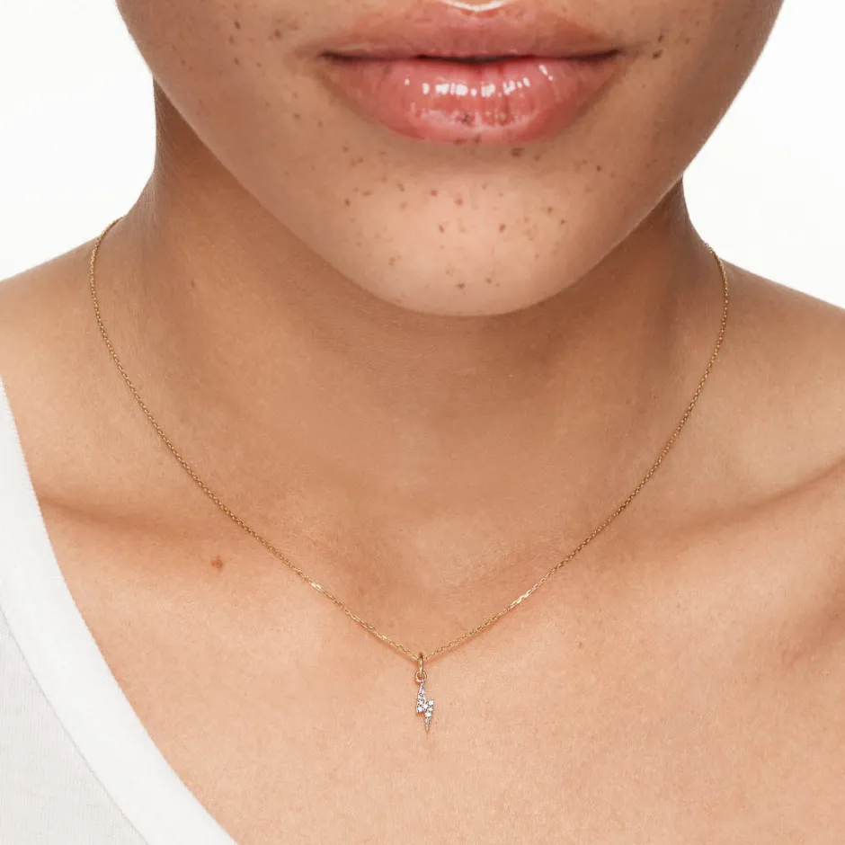 Discount Diamond Lightning Bolt Necklace in 10k Gold Symbolic Jewellery | Natural Diamonds