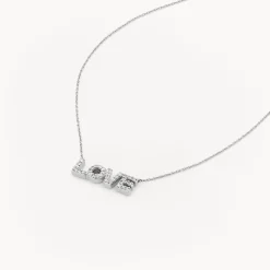 Outlet Diamond Love Necklace in Silver Letter Jewellery | Natural Diamonds