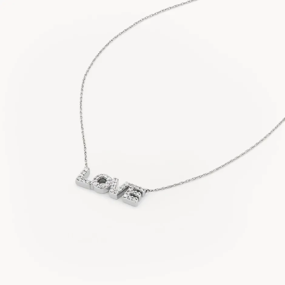 Outlet Diamond Love Necklace in Silver Letter Jewellery | Natural Diamonds