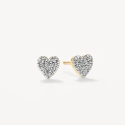 Online Diamond Micro Pave Heart Stud Earrings in 10k Gold Best Selling Gifts | Gifts For Her