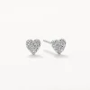 New Diamond Micro Pave Heart Stud Earrings in Silver Best Selling Gifts | Gifts For Her