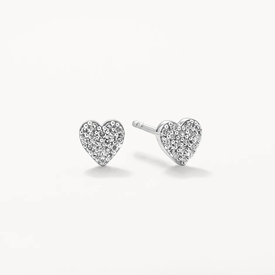 New Diamond Micro Pave Heart Stud Earrings in Silver Best Selling Gifts | Gifts For Her