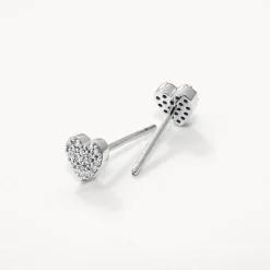 New Diamond Micro Pave Heart Stud Earrings in Silver Best Selling Gifts | Gifts For Her