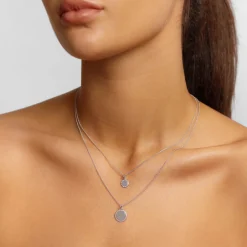 New Diamond Mini Disc Necklace in Silver Bridal Gifts | Family Gifts