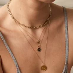 Online Diamond Mini Engravable Disc Necklace in 10k Gold Bridal Gifts | Family Gifts