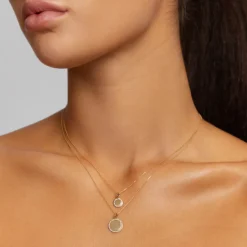 Online Diamond Mini Engravable Disc Necklace in 10k Gold Bridal Gifts | Family Gifts