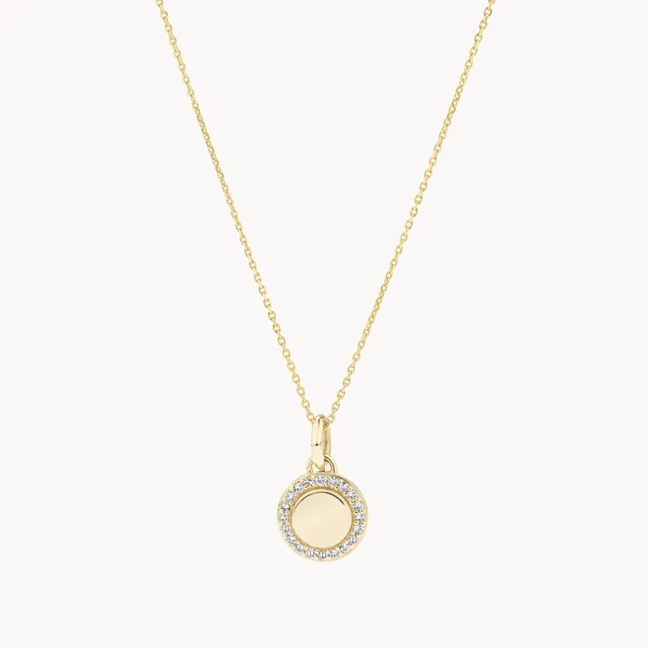 Online Diamond Mini Engravable Disc Necklace in 10k Gold Bridal Gifts | Family Gifts