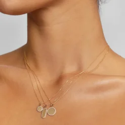 Online Diamond Mini Engravable Disc Necklace in 10k Gold Bridal Gifts | Family Gifts