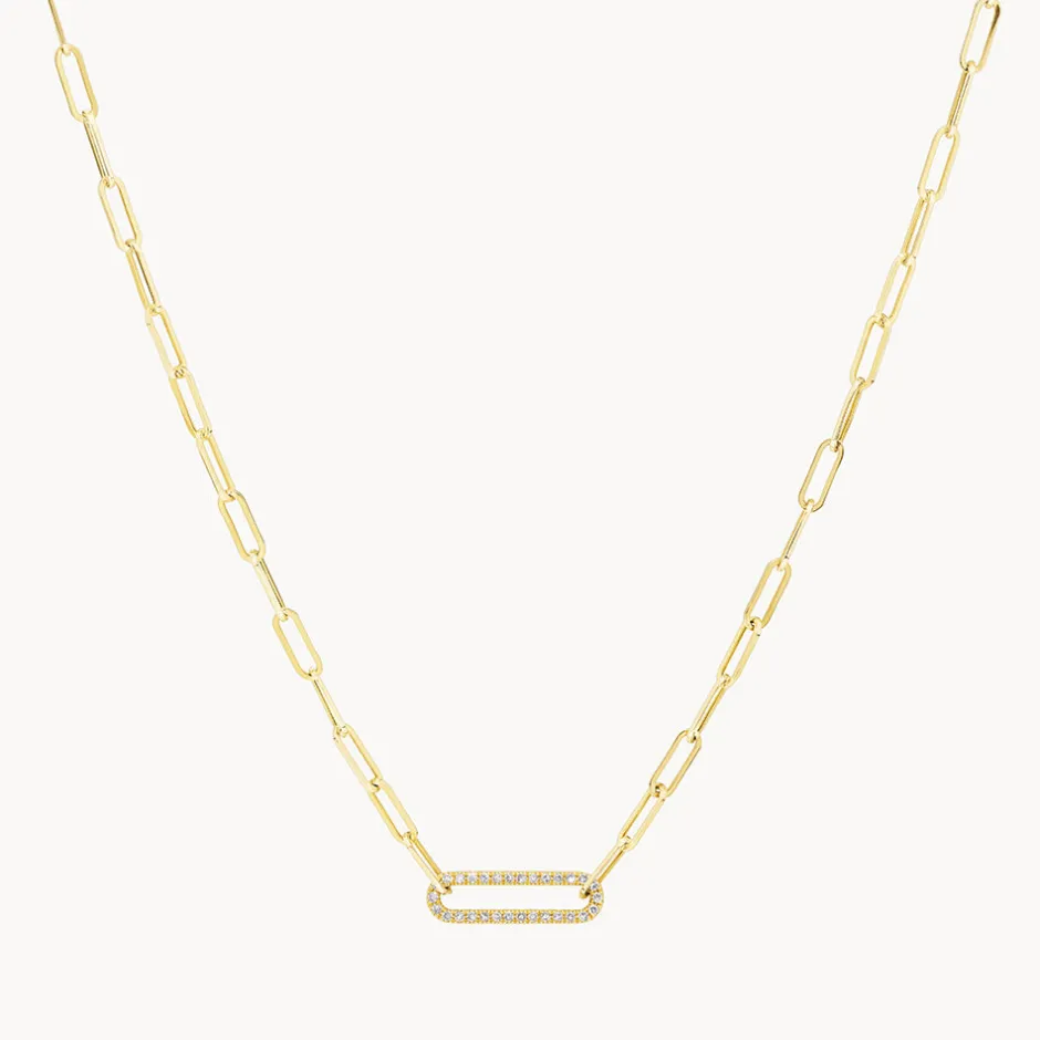 Clearance Diamond Paperclip Chain Necklace in 10k Gold Best Selling Gifts | Gifts For Her