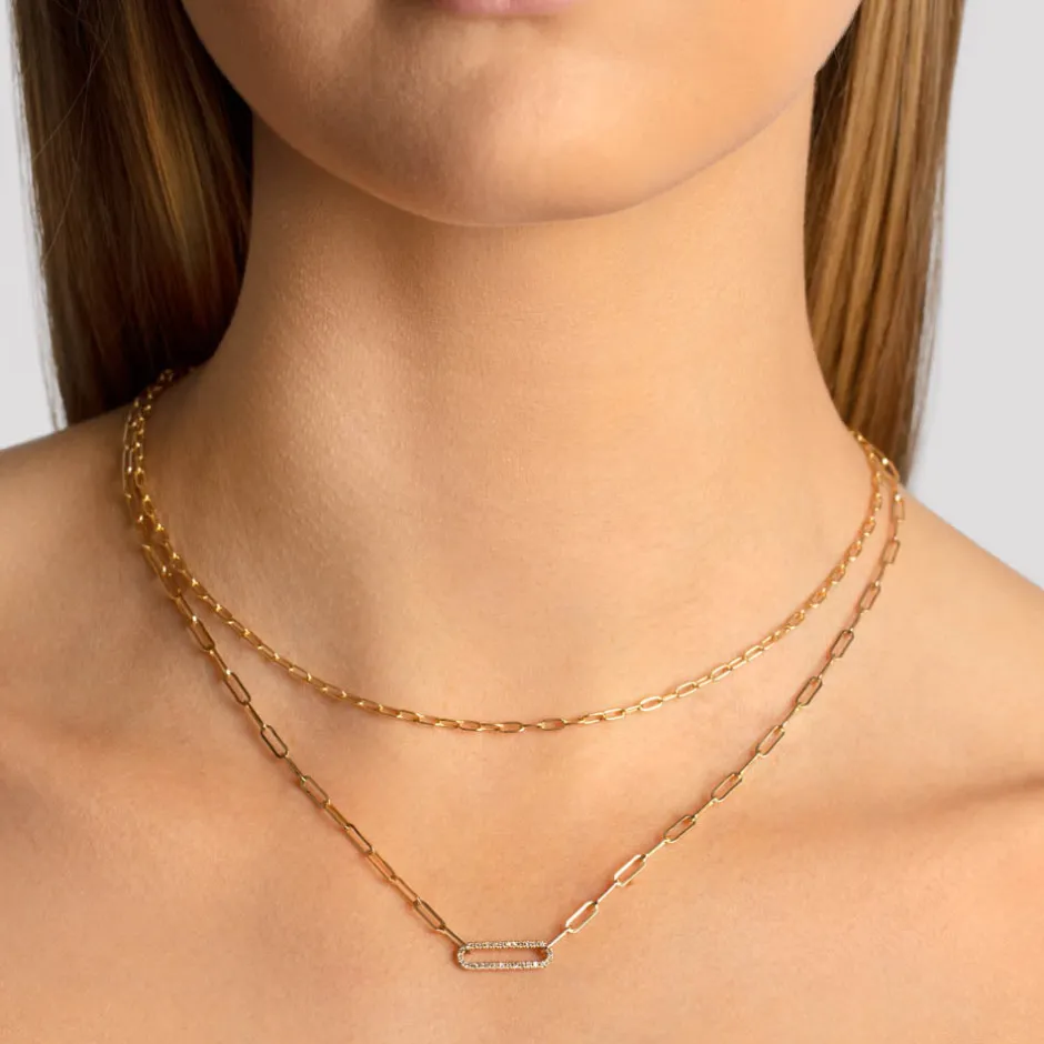 Clearance Diamond Paperclip Chain Necklace in 10k Gold Best Selling Gifts | Gifts For Her