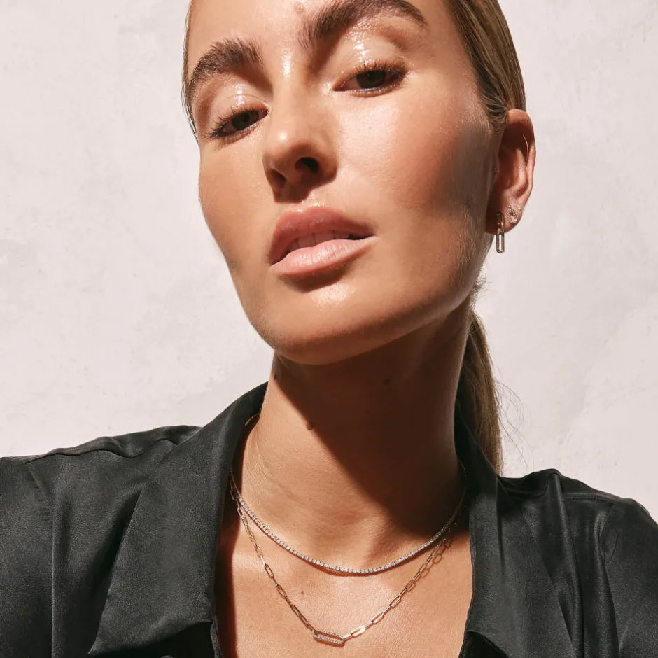 Clearance Diamond Paperclip Chain Necklace in 10k Gold Best Selling Gifts | Gifts For Her