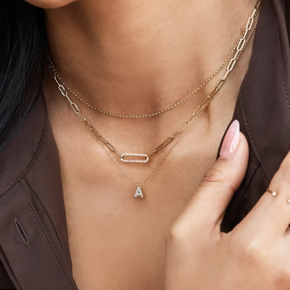Clearance Diamond Paperclip Chain Necklace in 10k Gold Best Selling Gifts | Gifts For Her