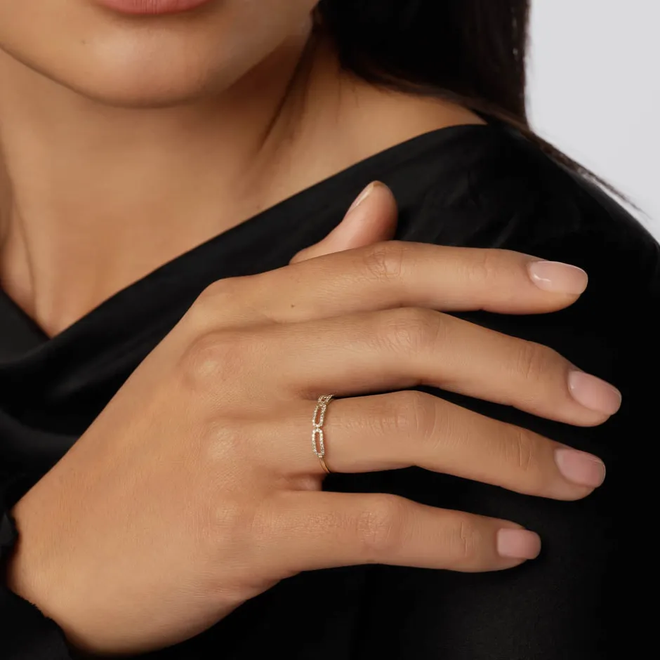 Online Diamond Paperclip Ring in 10k Gold Best Selling Gifts | Under $500