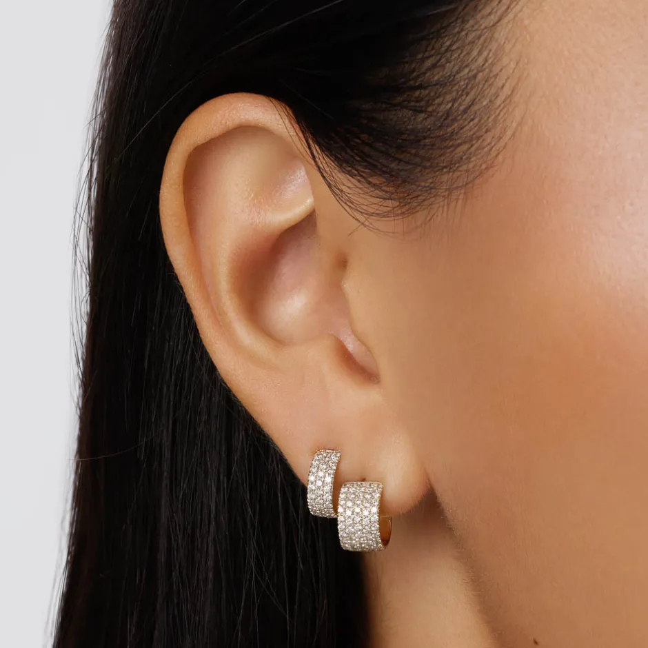Hot Diamond Pave Huggie Earrings in 10k Gold Best Selling Gifts | Gifts For Her