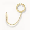 Fashion Diamond Single Huggie and Hinge Cuff Earring in 10k Gold Natural Diamonds | 10k Gold