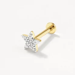 Discount Diamond Star Helix Single Stud Earring in 10k Gold Symbolic Jewellery | Natural Diamonds