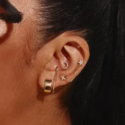 Discount Diamond Star Helix Single Stud Earring in 10k Gold Symbolic Jewellery | Natural Diamonds