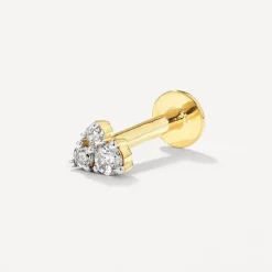 Discount Diamond Trio Helix Single Stud Earring in 10k Gold Gifts For Him | Bridal Gifts