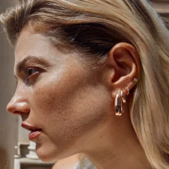 Hot Diamond Trio Helix Single Stud Earring in 10k Rose Gold Natural Diamonds | 10k Rose Gold