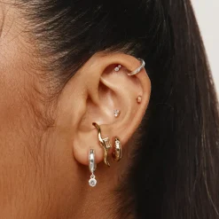 Discount Diamond Trio Helix Single Stud Earring in 10k Gold Gifts For Him | Bridal Gifts