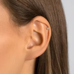Discount Diamond Trio Helix Single Stud Earring in 10k Gold Gifts For Him | Bridal Gifts