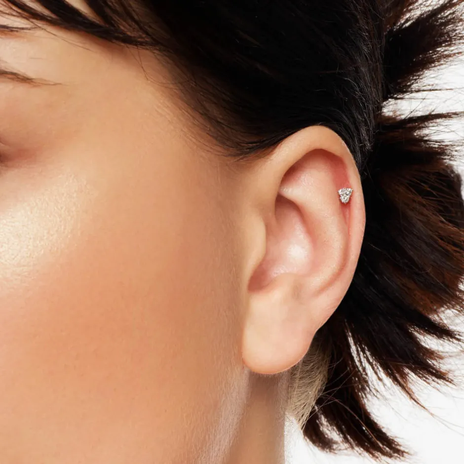 Hot Diamond Trio Helix Single Stud Earring in 10k Rose Gold Natural Diamonds | 10k Rose Gold