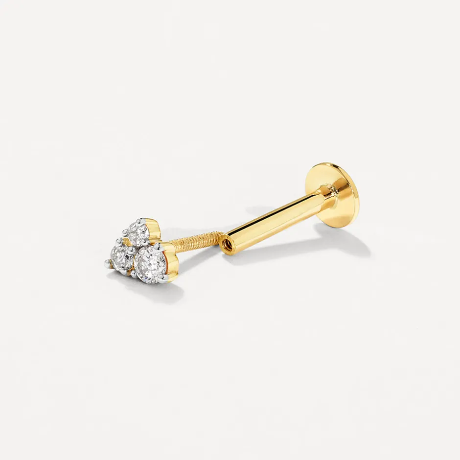 Discount Diamond Trio Helix Single Stud Earring in 10k Gold Gifts For Him | Bridal Gifts
