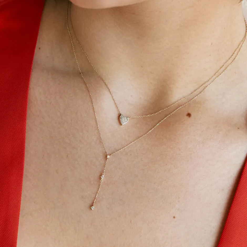 Fashion Diamond Trio Lariat Necklace in 10k Gold Best Selling Gifts | Natural Diamonds