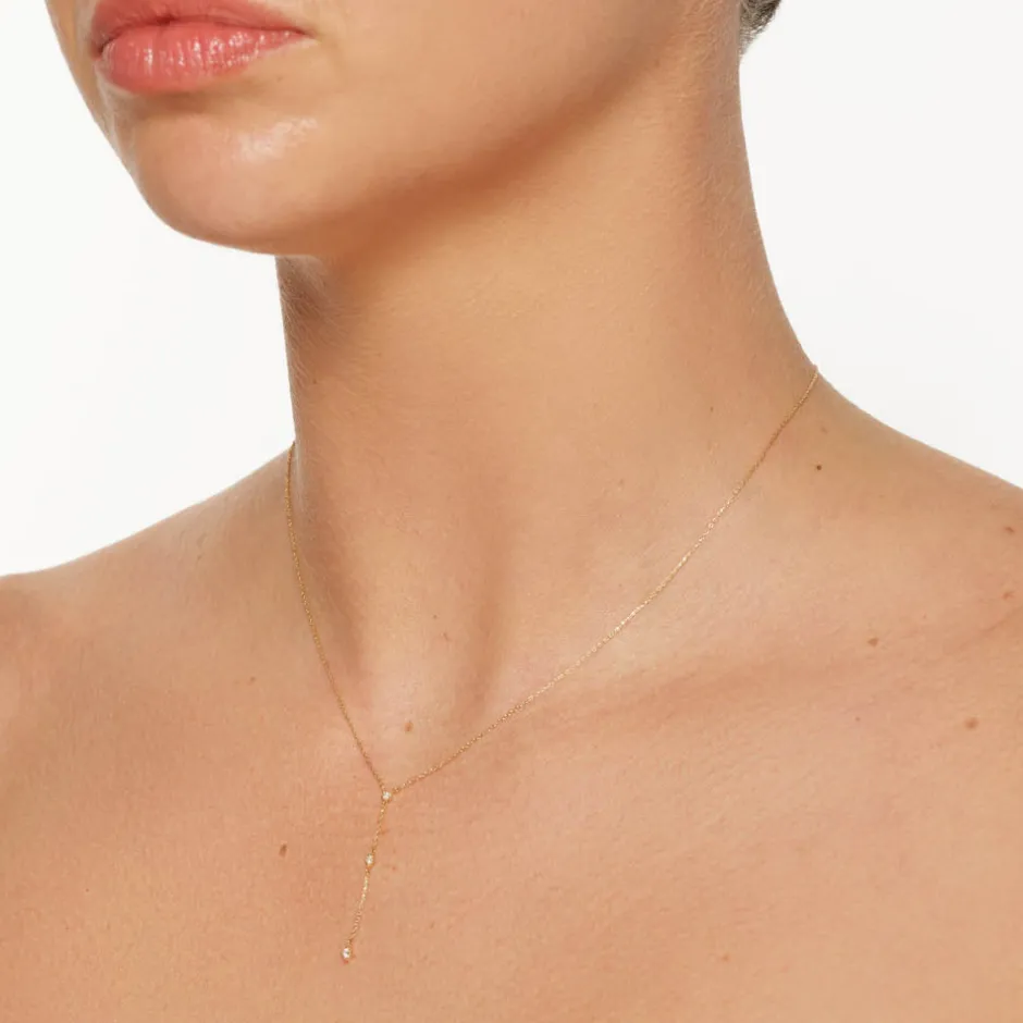 Fashion Diamond Trio Lariat Necklace in 10k Gold Best Selling Gifts | Natural Diamonds