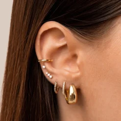New Diamond Triple Stud Earrings in 10k Gold Bridal Gifts | Best Friend Gifts