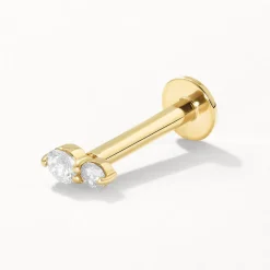 New Diamond Twin Cluster Helix Single Stud Earring in 10k Gold Natural Diamonds | 10k Gold