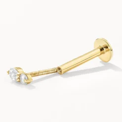 New Diamond Twin Cluster Helix Single Stud Earring in 10k Gold Natural Diamonds | 10k Gold
