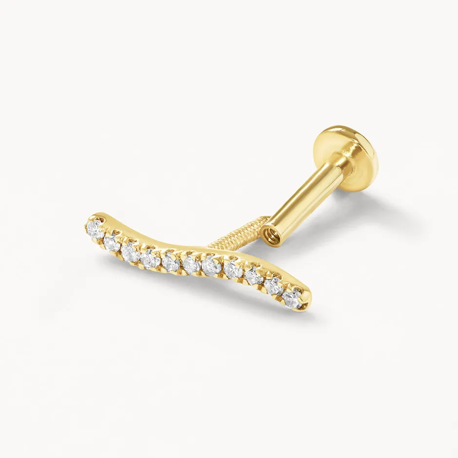 Hot Diamond Wave Helix Single Stud Earring in 10k Gold Best Selling Gifts | Natural Diamonds