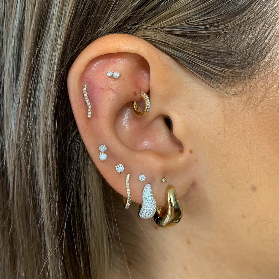 Hot Diamond Wave Helix Single Stud Earring in 10k Gold Best Selling Gifts | Natural Diamonds