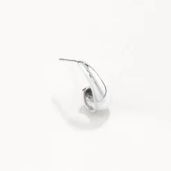 Fashion Dome Half Hoop Stud Earrings in Silver 925 Sterling Silver | Earrings