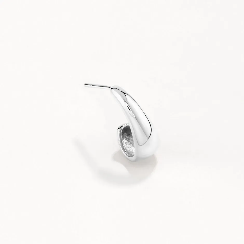 Fashion Dome Half Hoop Stud Earrings in Silver 925 Sterling Silver | Earrings
