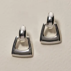 Online Doorknocker Hoop Stud Earrings in Silver 925 Sterling Silver | Earrings